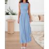 imageBTFBM Women 2025 Summer Sleeveless Ruched Maxi Dresses Boat Neck High Waist Wedding Guest Cocktail Tank Dress PocketsSky Blue
