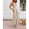 imageBTFBM Women 2025 Summer Spaghetti Strap Midi Dress Sleeveless V Neck Cutout Slit Casual Beach Party Maxi Dresses PocketsSolid Apricot