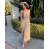 imageBTFBM Women 2025 Summer Spaghetti Strap Midi Dress Sleeveless V Neck Cutout Slit Casual Beach Party Maxi Dresses PocketsSolid Apricot