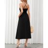 imageBTFBM Women 2025 Summer Spaghetti Strap Midi Dress Sleeveless V Neck Cutout Slit Casual Beach Party Maxi Dresses PocketsSolid Black