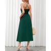 imageBTFBM Women 2025 Summer Spaghetti Strap Midi Dress Sleeveless V Neck Cutout Slit Casual Beach Party Maxi Dresses PocketsSolid Dark Green