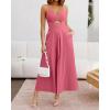 imageBTFBM Women 2025 Summer Spaghetti Strap Midi Dress Sleeveless V Neck Cutout Slit Casual Beach Party Maxi Dresses PocketsSolid Dark Pink