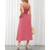 imageBTFBM Women 2025 Summer Spaghetti Strap Midi Dress Sleeveless V Neck Cutout Slit Casual Beach Party Maxi Dresses PocketsSolid Dark Pink