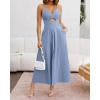imageBTFBM Women 2025 Summer Spaghetti Strap Midi Dress Sleeveless V Neck Cutout Slit Casual Beach Party Maxi Dresses PocketsSolid Grey Blue