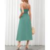 imageBTFBM Women 2025 Summer Spaghetti Strap Midi Dress Sleeveless V Neck Cutout Slit Casual Beach Party Maxi Dresses PocketsSolid Grey Green
