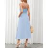 imageBTFBM Women 2025 Summer Spaghetti Strap Midi Dress Sleeveless V Neck Cutout Slit Casual Beach Party Maxi Dresses PocketsSolid Light Blue