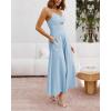 imageBTFBM Women 2025 Summer Spaghetti Strap Midi Dress Sleeveless V Neck Cutout Slit Casual Beach Party Maxi Dresses PocketsSolid Light Blue