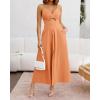 imageBTFBM Women 2025 Summer Spaghetti Strap Midi Dress Sleeveless V Neck Cutout Slit Casual Beach Party Maxi Dresses PocketsSolid Light Orange