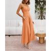 imageBTFBM Women 2025 Summer Spaghetti Strap Midi Dress Sleeveless V Neck Cutout Slit Casual Beach Party Maxi Dresses PocketsSolid Light Orange