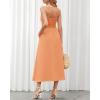 imageBTFBM Women 2025 Summer Spaghetti Strap Midi Dress Sleeveless V Neck Cutout Slit Casual Beach Party Maxi Dresses PocketsSolid Light Orange