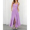 imageBTFBM Women 2025 Summer Spaghetti Strap Midi Dress Sleeveless V Neck Cutout Slit Casual Beach Party Maxi Dresses PocketsSolid Light Purple