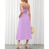 imageBTFBM Women 2025 Summer Spaghetti Strap Midi Dress Sleeveless V Neck Cutout Slit Casual Beach Party Maxi Dresses PocketsSolid Light Purple
