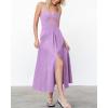 imageBTFBM Women 2025 Summer Spaghetti Strap Midi Dress Sleeveless V Neck Cutout Slit Casual Beach Party Maxi Dresses PocketsSolid Light Purple