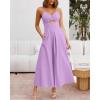 imageBTFBM Women 2025 Summer Spaghetti Strap Midi Dress Sleeveless V Neck Cutout Slit Casual Beach Party Maxi Dresses PocketsSolid Light Purple