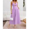imageBTFBM Women 2025 Summer Spaghetti Strap Midi Dress Sleeveless V Neck Cutout Slit Casual Beach Party Maxi Dresses PocketsSolid Light Purple