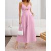 imageBTFBM Women 2025 Summer Spaghetti Strap Midi Dress Sleeveless V Neck Cutout Slit Casual Beach Party Maxi Dresses PocketsSolid Pink