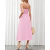imageBTFBM Women 2025 Summer Spaghetti Strap Midi Dress Sleeveless V Neck Cutout Slit Casual Beach Party Maxi Dresses PocketsSolid Pink
