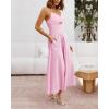 imageBTFBM Women 2025 Summer Spaghetti Strap Midi Dress Sleeveless V Neck Cutout Slit Casual Beach Party Maxi Dresses PocketsSolid Pink