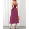 imageBTFBM Women 2025 Summer Spaghetti Strap Midi Dress Sleeveless V Neck Cutout Slit Casual Beach Party Maxi Dresses PocketsSolid Rose Purple