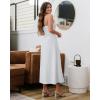 imageBTFBM Women 2025 Summer Spaghetti Strap Midi Dress Sleeveless V Neck Cutout Slit Casual Beach Party Maxi Dresses PocketsSolid White