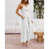 imageBTFBM Women 2025 Summer Spaghetti Strap Midi Dress Sleeveless V Neck Cutout Slit Casual Beach Party Maxi Dresses PocketsSolid White