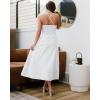 imageBTFBM Women 2025 Summer Spaghetti Strap Midi Dress Sleeveless V Neck Cutout Slit Casual Beach Party Maxi Dresses PocketsSolid White