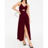 imageBTFBM Women 2025 Summer Spaghetti Strap Midi Dress Sleeveless V Neck Cutout Slit Casual Beach Party Maxi Dresses PocketsSolid Wine Red