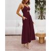imageBTFBM Women 2025 Summer Spaghetti Strap Midi Dress Sleeveless V Neck Cutout Slit Casual Beach Party Maxi Dresses PocketsSolid Wine Red