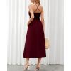 imageBTFBM Women 2025 Summer Spaghetti Strap Midi Dress Sleeveless V Neck Cutout Slit Casual Beach Party Maxi Dresses PocketsSolid Wine Red