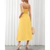 imageBTFBM Women 2025 Summer Spaghetti Strap Midi Dress Sleeveless V Neck Cutout Slit Casual Beach Party Maxi Dresses PocketsSolid Yellow