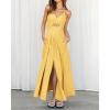 imageBTFBM Women 2025 Summer Spaghetti Strap Midi Dress Sleeveless V Neck Cutout Slit Casual Beach Party Maxi Dresses PocketsSolid Yellow
