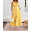 imageBTFBM Women 2025 Summer Spaghetti Strap Midi Dress Sleeveless V Neck Cutout Slit Casual Beach Party Maxi Dresses PocketsSolid Yellow