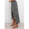 imageBTFBM Women 2025 Summer Spring Boho Long Skirts Dress Floral Print Elastic Waist Split Ruffle High Low Beach Maxi SkirtBlack White