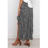 imageBTFBM Women 2025 Summer Spring Boho Long Skirts Dress Floral Print Elastic Waist Split Ruffle High Low Beach Maxi SkirtBlack White