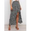 imageBTFBM Women 2025 Summer Spring Boho Long Skirts Dress Floral Print Elastic Waist Split Ruffle High Low Beach Maxi SkirtBlack White