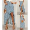 imageBTFBM Women 2025 Summer Spring Boho Long Skirts Dress Floral Print Elastic Waist Split Ruffle High Low Beach Maxi SkirtBlue