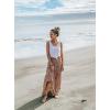 imageBTFBM Women 2025 Summer Spring Boho Long Skirts Dress Floral Print Elastic Waist Split Ruffle High Low Beach Maxi SkirtBrick Red