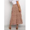 imageBTFBM Women 2025 Summer Spring Boho Long Skirts Dress Floral Print Elastic Waist Split Ruffle High Low Beach Maxi SkirtBrick Red