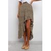 imageBTFBM Women 2025 Summer Spring Boho Long Skirts Dress Floral Print Elastic Waist Split Ruffle High Low Beach Maxi SkirtCoffee