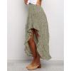 imageBTFBM Women 2025 Summer Spring Boho Long Skirts Dress Floral Print Elastic Waist Split Ruffle High Low Beach Maxi SkirtGreen