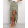 imageBTFBM Women 2025 Summer Spring Boho Long Skirts Dress Floral Print Elastic Waist Split Ruffle High Low Beach Maxi SkirtGreen
