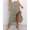 imageBTFBM Women 2025 Summer Spring Boho Long Skirts Dress Floral Print Elastic Waist Split Ruffle High Low Beach Maxi SkirtGreen