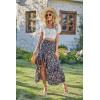 imageBTFBM Women 2025 Summer Spring Boho Long Skirts Dress Floral Print Elastic Waist Split Ruffle High Low Beach Maxi SkirtPrint Floral Black