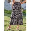 imageBTFBM Women 2025 Summer Spring Boho Long Skirts Dress Floral Print Elastic Waist Split Ruffle High Low Beach Maxi SkirtPrint Floral Black