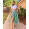 imageBTFBM Women 2025 Summer Spring Boho Long Skirts Dress Floral Print Elastic Waist Split Ruffle High Low Beach Maxi SkirtPrint Floral Green