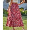imageBTFBM Women 2025 Summer Spring Boho Long Skirts Dress Floral Print Elastic Waist Split Ruffle High Low Beach Maxi SkirtPrint Floral Red