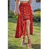 imageBTFBM Women 2025 Summer Spring Boho Long Skirts Dress Floral Print Elastic Waist Split Ruffle High Low Beach Maxi SkirtX  Floral Red