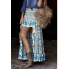 imageBTFBM Women 2025 Summer Spring Boho Long Skirts Dress Floral Print Elastic Waist Split Ruffle High Low Beach Maxi SkirtXblue