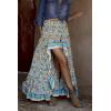 imageBTFBM Women 2025 Summer Spring Boho Long Skirts Dress Floral Print Elastic Waist Split Ruffle High Low Beach Maxi SkirtXblue