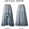 imageBTFBM Women 2025 Summer Spring Boho Long Skirts Dress Floral Print Elastic Waist Split Ruffle High Low Beach Maxi SkirtXblue